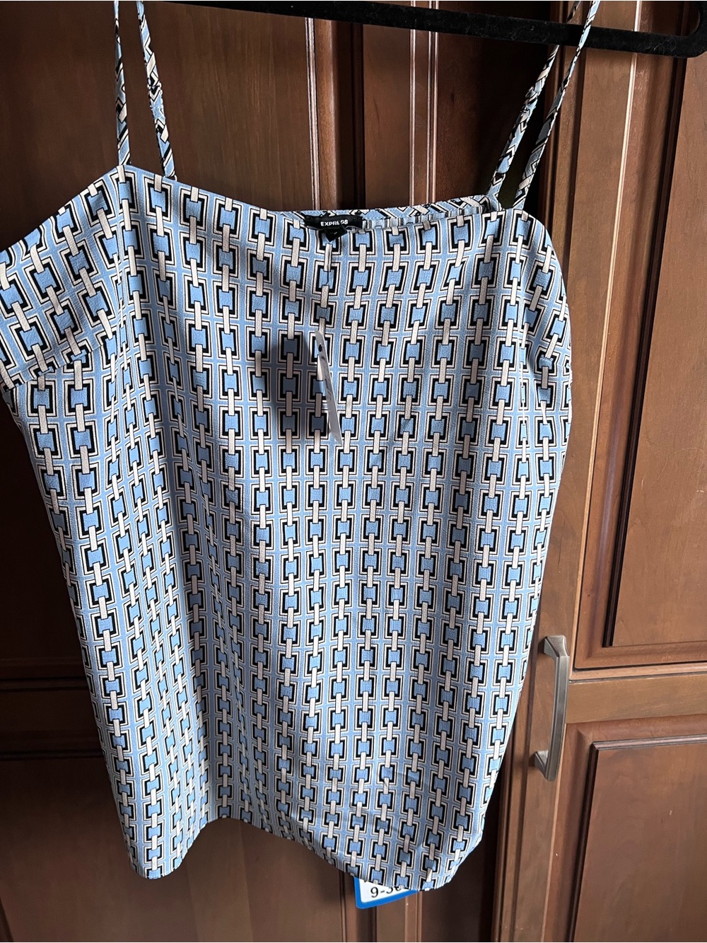 Express Blue Geometric Strap Tank Top